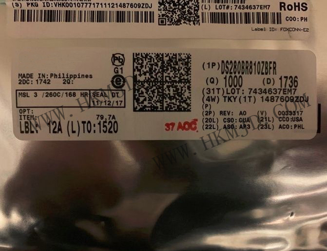 接口IC DS280BR810ZBFR DS280BR810 28Gbps 低功耗 8 通道線性轉接驅動器